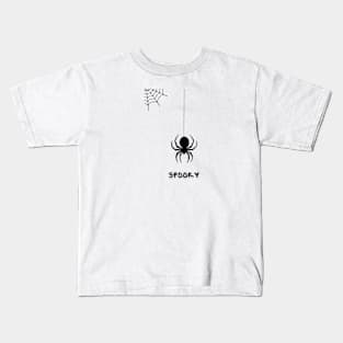 Black Grey Simple Cute Spider Illustration Kids T-Shirt